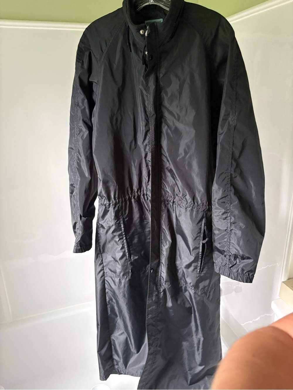 Woolrich Black Long Raincoat